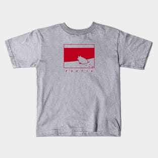 Poetic mood, a pig on the beach in red ink Kids T-Shirt